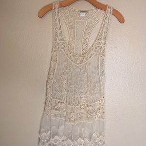 Vivid Importers Cream Lace Mesh Tunic Size Medium